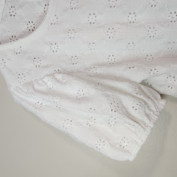 Zara Girls White Eyelet Balloon Short Sleeve Blouse, Size 9 ~ EUC - Picture 6 of 9